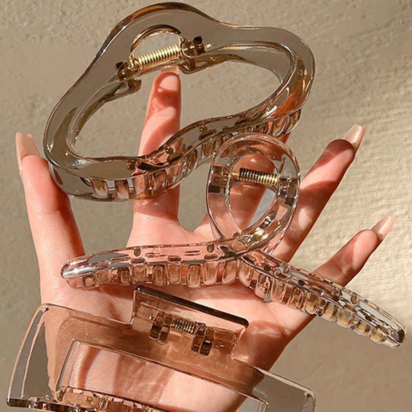 3pcs Tea Colored Solid Color Cloud Shaped Plastic Hair Clip