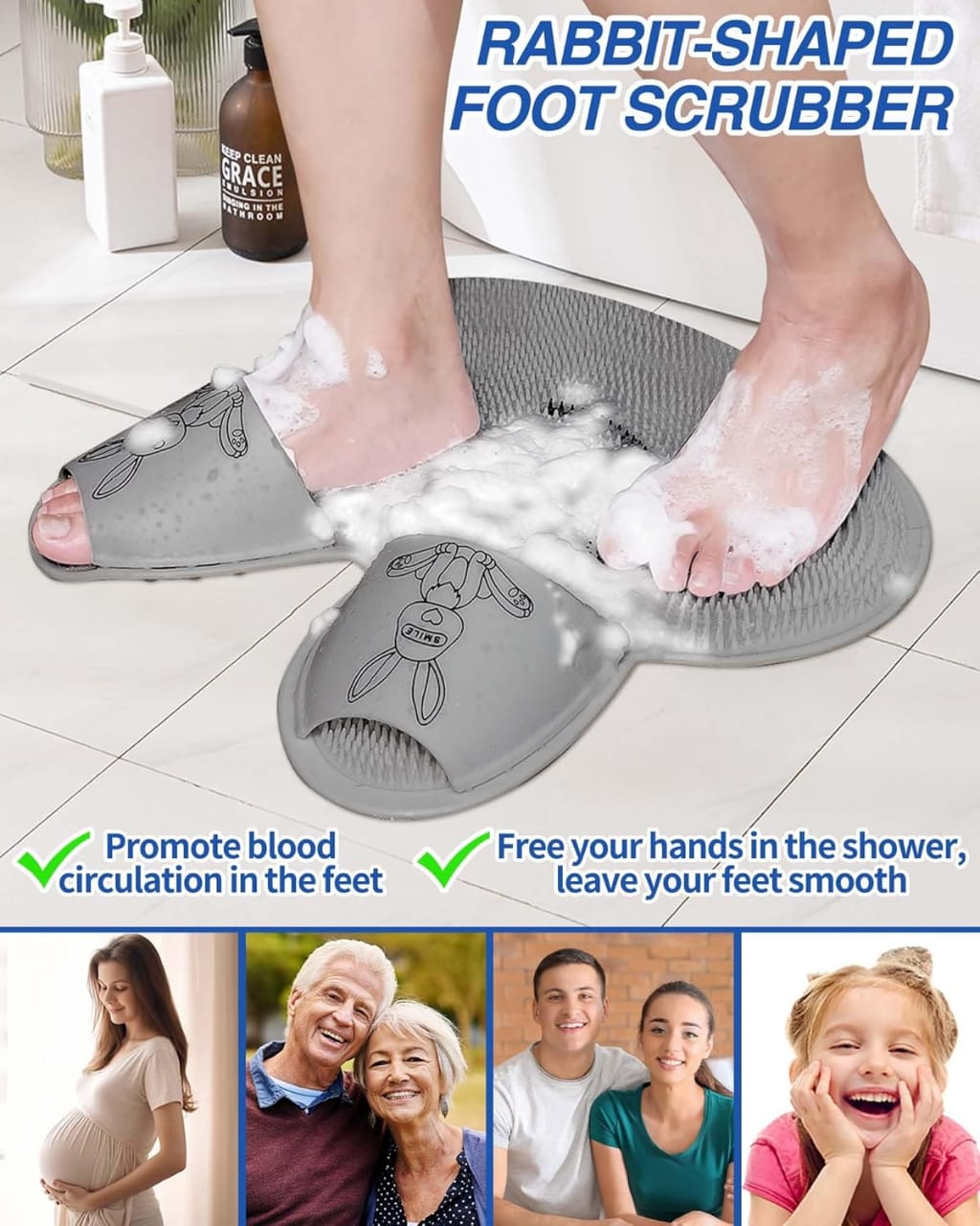 【 Pack of 2】Shower foot and back mat scrubber