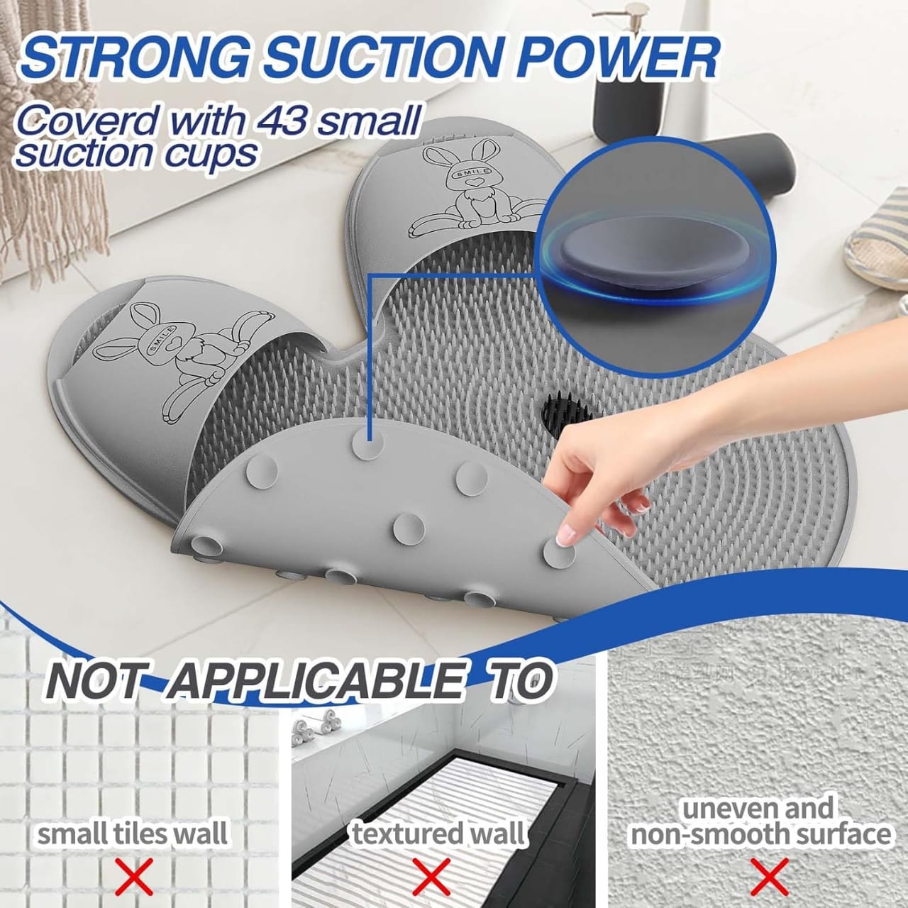 【 Pack of 2】Shower foot and back mat scrubber