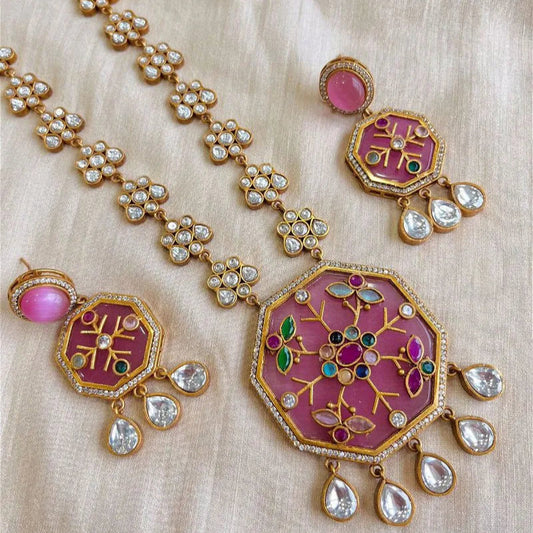 Habiba Inkari Octagon Maala Set Pink