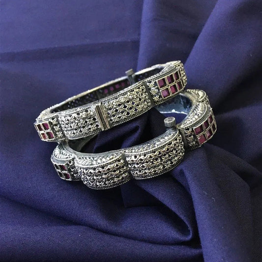 Boho Antique Silver Bangles