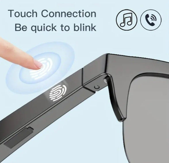 Black Smart Audio Glasses (Transparent Lenses)