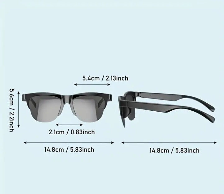 Black Smart Audio Glasses (Transparent Lenses)