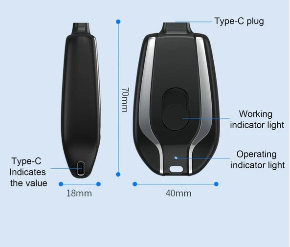1500 MAH Mini Portable Keychain Phone Charger Emergency Power Banks