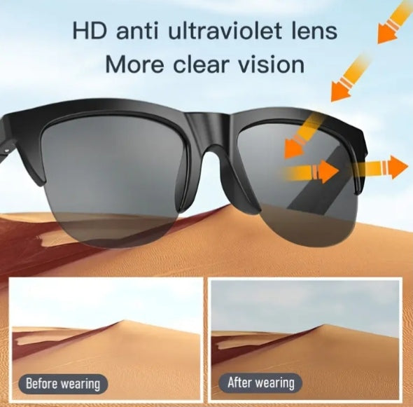 Black Smart Audio Glasses (Transparent Lenses)