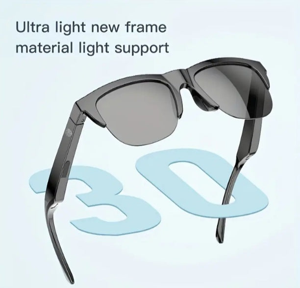 Black Smart Audio Glasses (Transparent Lenses)