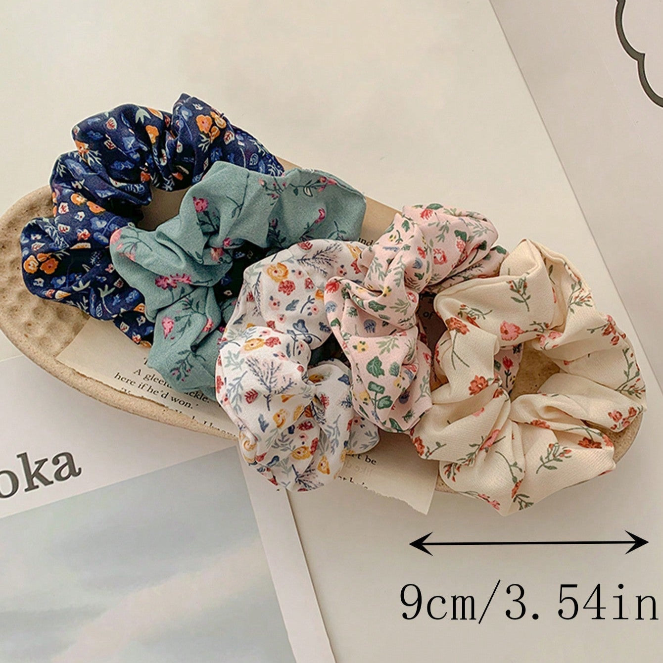 5pcs Floral Printed Hair Ties