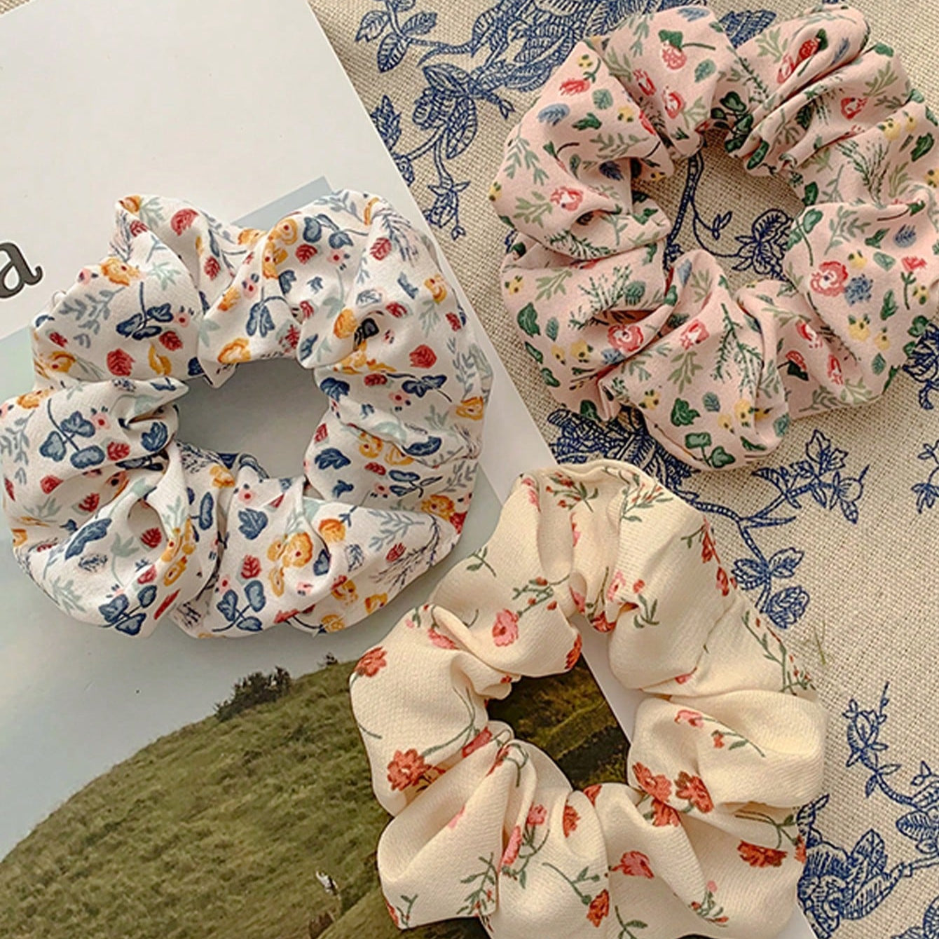 5pcs Floral Printed Hair Ties
